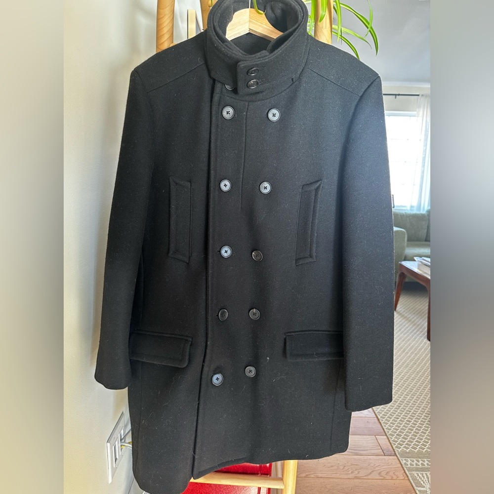 All Saints Double Breasted 3/4 Length Coat